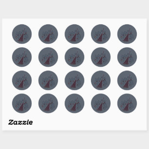 Witchy Halloween Broom Classic Round Sticker