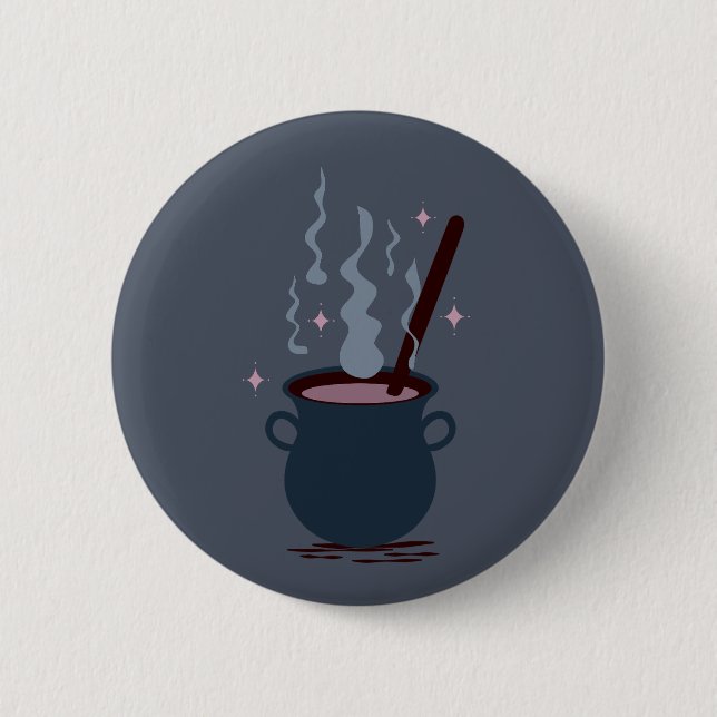 Witchy Halloween Cauldron  6 Cm Round Badge (Front)