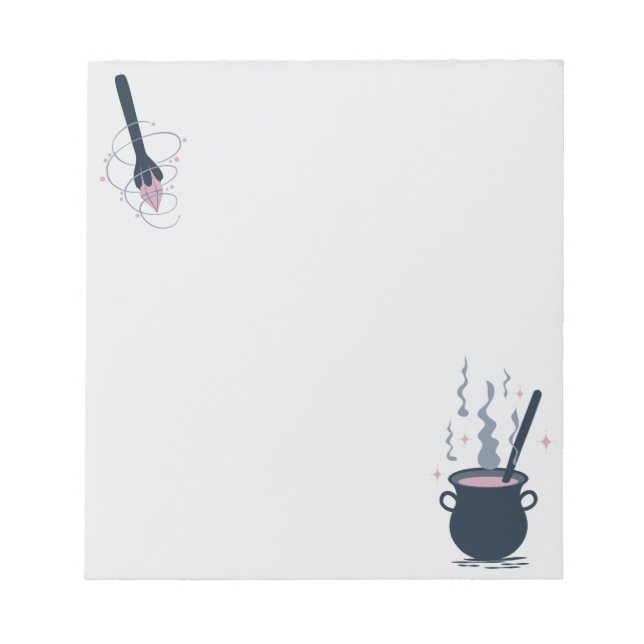 Witchy Halloween Cauldron and Magic Wand Notepad (Front)