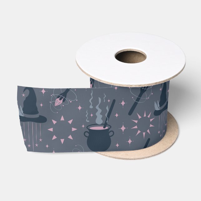 Witchy Halloween Cauldron Magic Satin Ribbon (Spool)