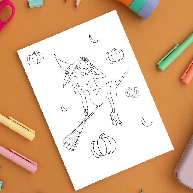 Witchy halloween, colouring page (Creator Uploaded)