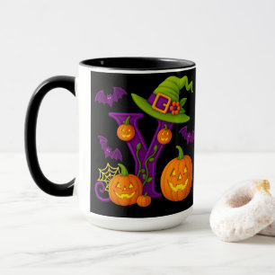 Witchy Halloween Initial “Y” Mug