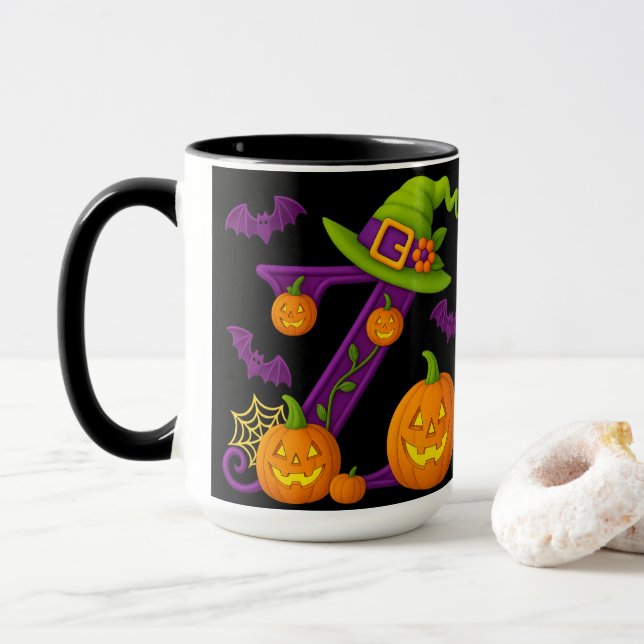 Witchy Halloween Initial “Z” Mug (With Donut)