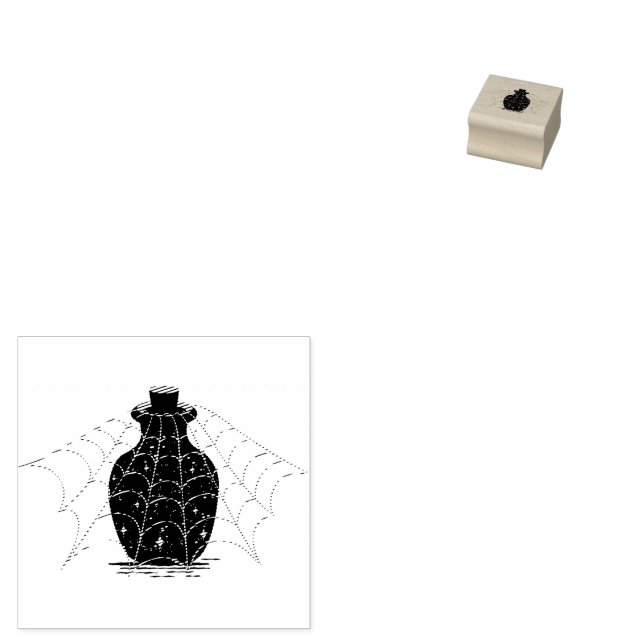 Witchy Halloween -- Magic Bottle  Rubber Stamp (Stamped)
