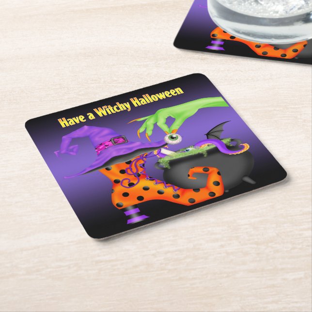 Witchy Halloween Paper Coasters (Angled)