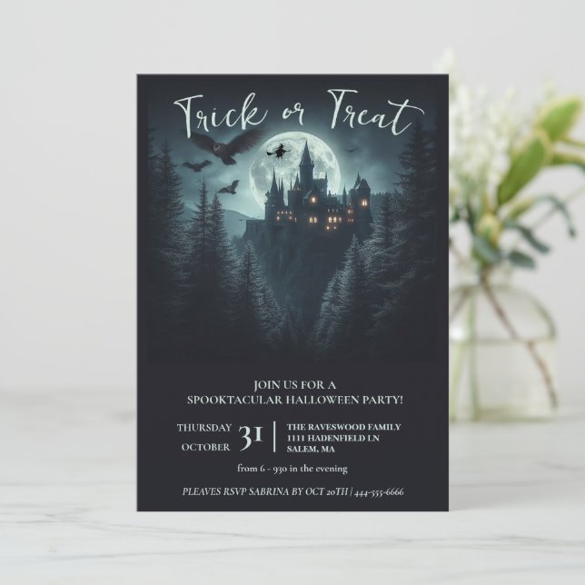 Witchy Halloween Party Invitation (Standing Front)