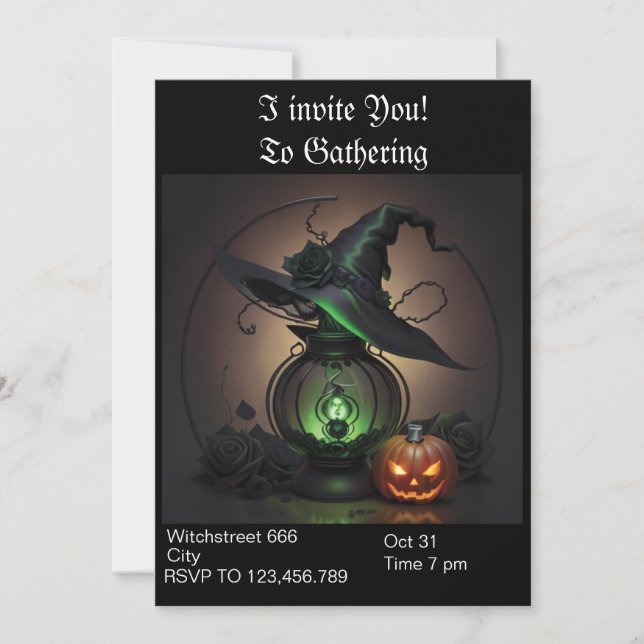 Witchy Halloween Party Invitation (Front)