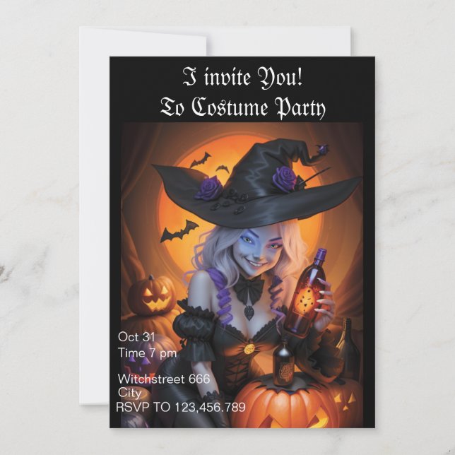 Witchy Halloween Party Invitation (Front)