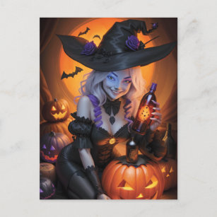 Witchy Halloween Postcard
