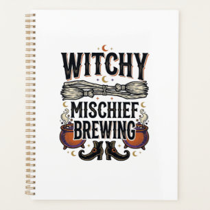 Witchy Halloween Shirt With Broom And Cauldrons_1 Planner