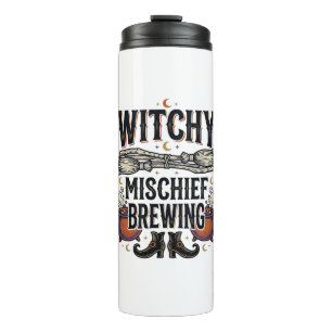 Witchy Halloween Shirt With Broom And Cauldrons_1 Thermal Tumbler