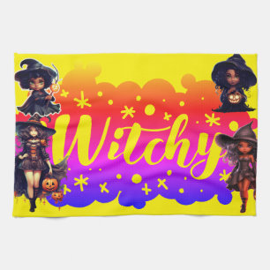 Witchy Halloween Tea Towel