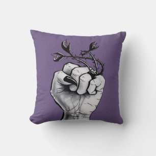 Witchy Hand With Black Nails And Monster Ring Cushion