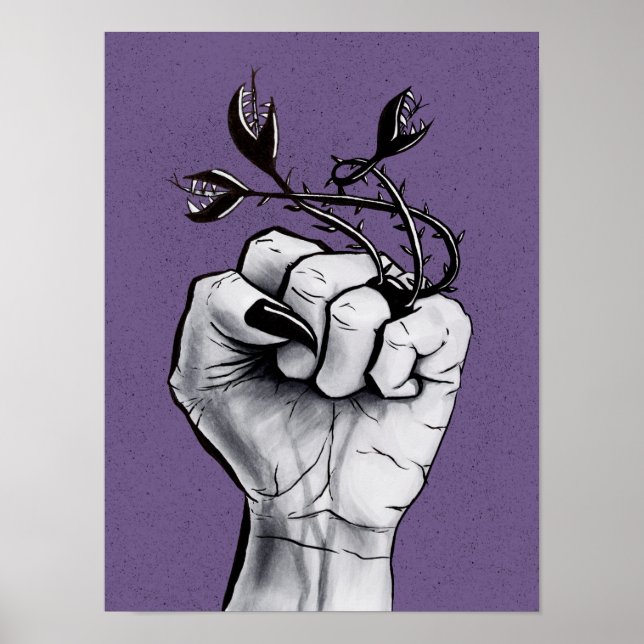 Witchy Hand With Black Nails And Monster Ring Poster (Front)
