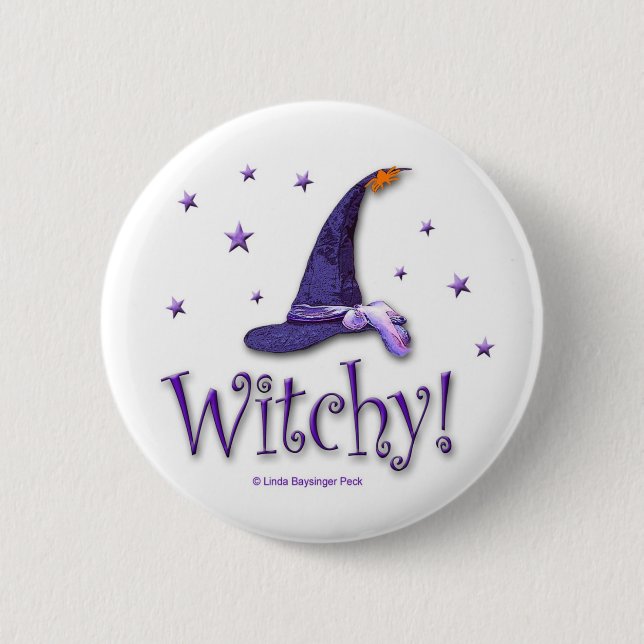 Witchy Hat 6 Cm Round Badge (Front)