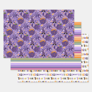 Witchy Hats and Stripes Gift Wrap