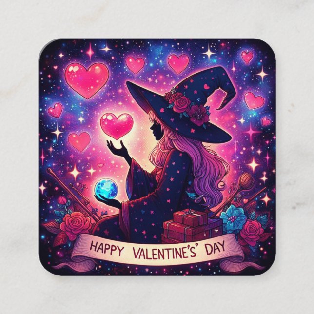Witchy Heart Love Valentines Day Magical Cards (Front)