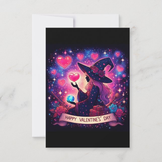 Witchy Heart Love Valentines Day Magical Cards (Front)