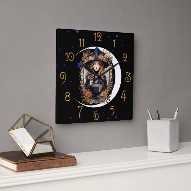 Witchy Kitchen  Square Wall Clock (Office)