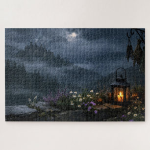 Witchy Lantern Moon View Jigsaw Puzzle