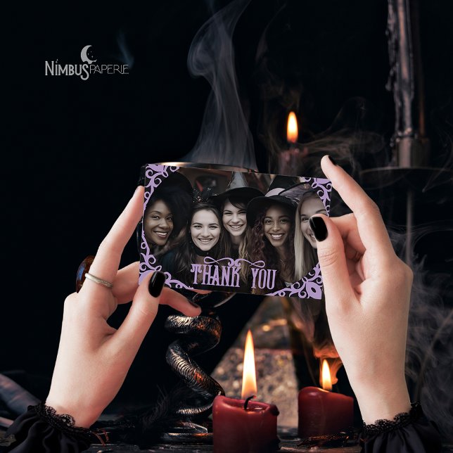 Witchy Lavender Halloween Photo Thank You Card (Creator Uploaded)