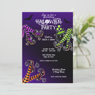 Witchy Legs Bewitching Purple Halloween Party  Invitation