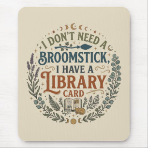 Witchy Librarian Library Card Book Lover Custom Mouse Mat