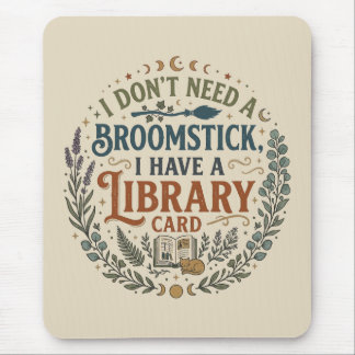 Witchy Librarian Library Card Book Lover Custom Mouse Mat