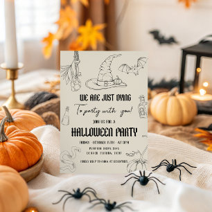 Witchy Line Art Halloween Party Invitation