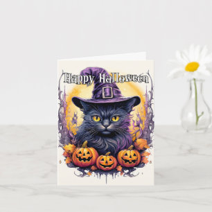 Witchy Little Kitty Cat   Happy Halloween Card