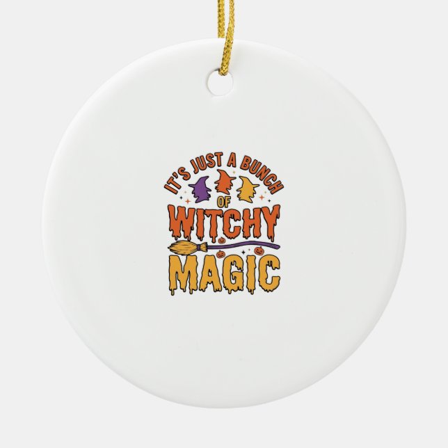 Witchy Magic Halloween Typography Design_1 Ceramic Tree Decoration (Front)