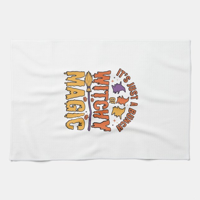 Witchy Magic Halloween Typography Design_1 Tea Towel (Horizontal)