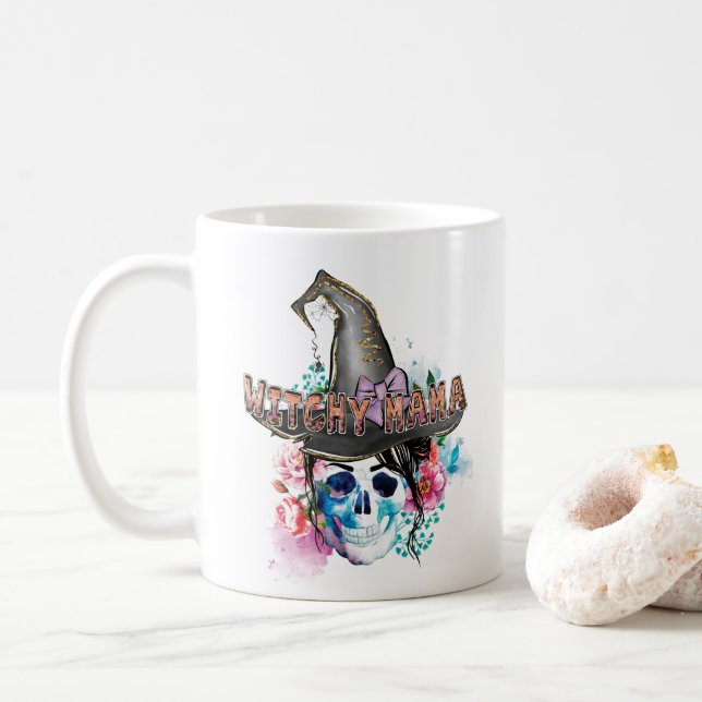Witchy Mama, Halloween Witch Magic Witchy Coffee Mug (With Donut)