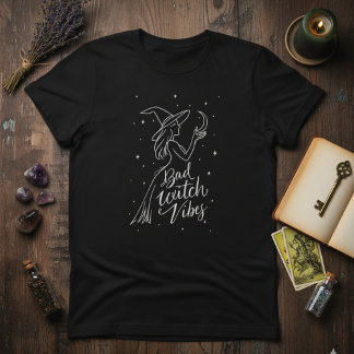 Witchy Minimal — Bad Witch Vibes Modern Line Art T-Shirt