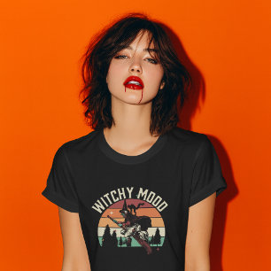Witchy Mood Vintage Halloween Witch & Black Cat T-Shirt