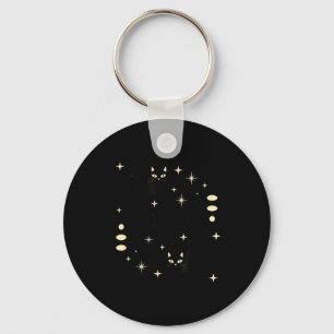Witchy Moon Phases Cat Celestial Black Cat Art For Key Ring