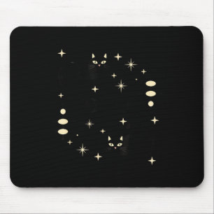 Witchy Moon Phases Cat Celestial Black Cat Art For Mouse Mat