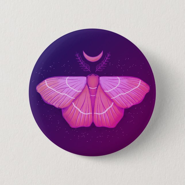 Witchy Moth Butterfly Purple Magical Insect 6 Cm Round Badge (Front)
