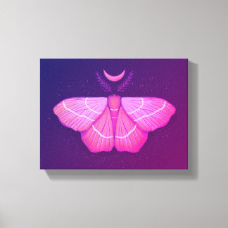 Witchy Moth Moon Purple Magical Insect Cottagecore Canvas Print