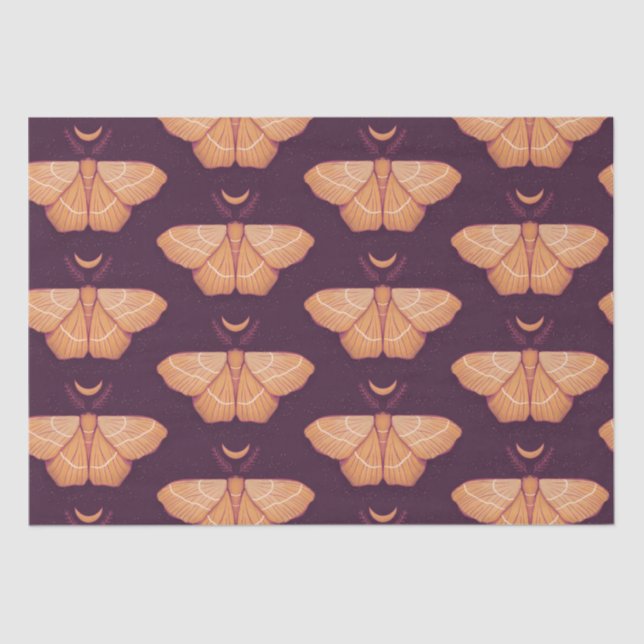 Witchy Moth Moon Purple Magical Insect Tissue Paper (Front)