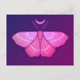 Witchy Moth - Purple Magical Butterfly Fantasy Postcard