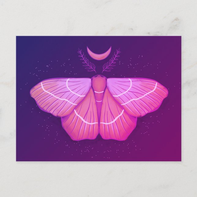 Witchy Moth - Purple Magical Butterfly Fantasy Postcard (Front)