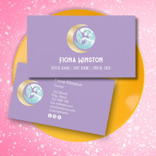 Witchy Mystical Crystal Moon Ocean Reiki Yoga Business Card