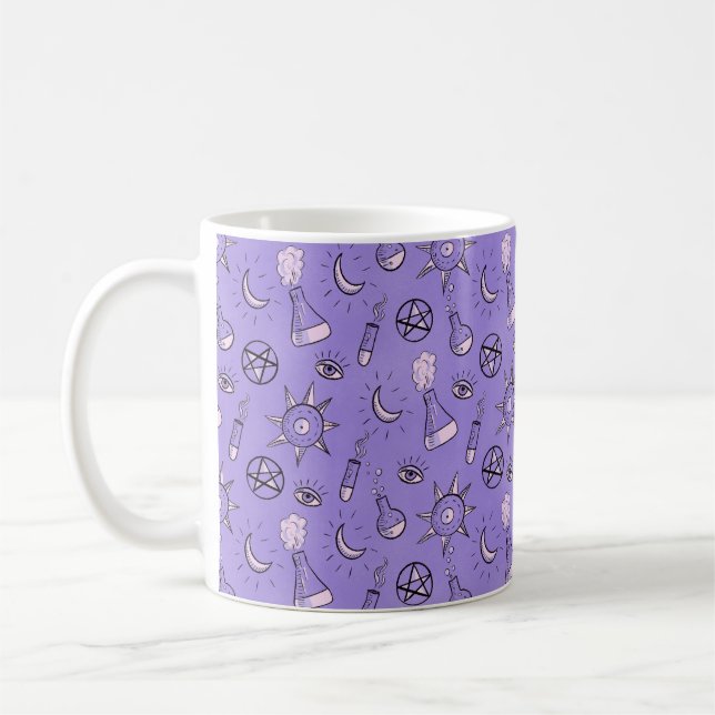 Witchy Occult Symbols Pattern - Mystical Magical Coffee Mug (Left)