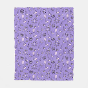 Witchy Occult Symbols Pattern - Mystical Magical Fleece Blanket