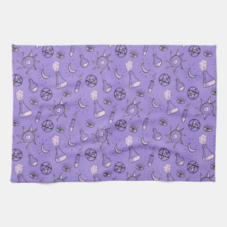 Witchy Occult Symbols Pattern - Mystical Magical Tea Towel