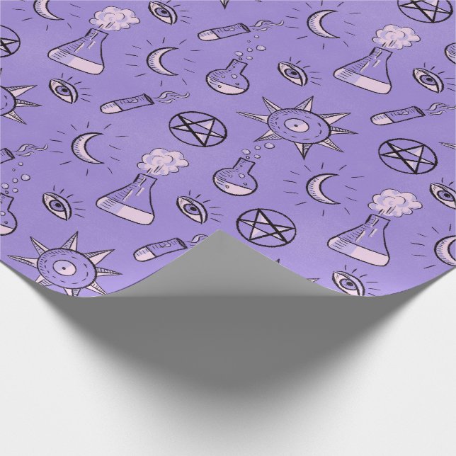 Witchy Occult Symbols Pattern - Mystical Magical Wrapping Paper (Corner)
