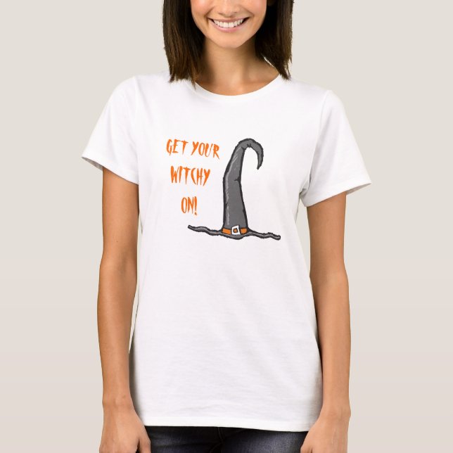 Witchy On Witch Hat Halloween T-Shirt (Front)