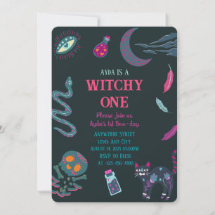 Witchy One 1st birthday halloween Invitation