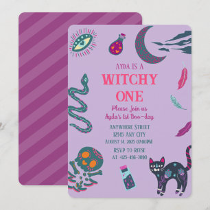 Witchy One Halloween Birthday Invitation